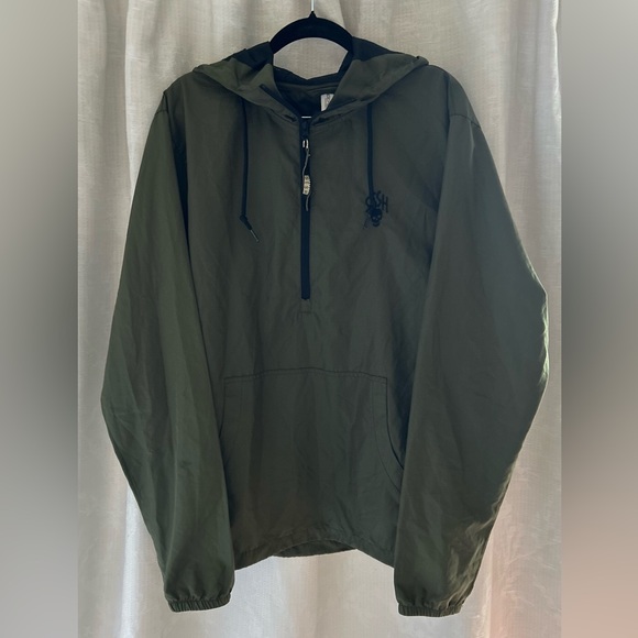 Army green Team Sesh anorak quarter zip windbreaker jacket - Picture 1 of 6